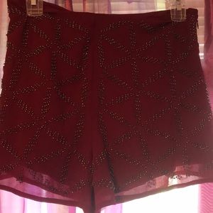 Red Jeweled Shorts. Never worn